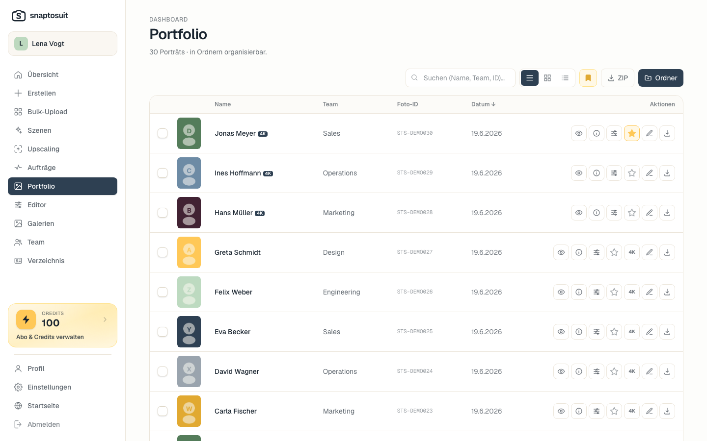 Portfolio-Ansicht