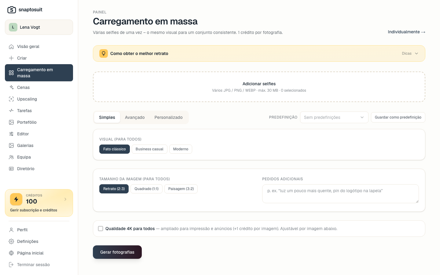 Carregamento em massa para equipas inteiras